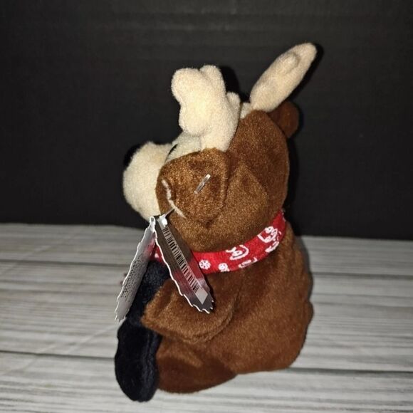 Reindeer Bean Bag Plush in Coca Cola Snowflake Scarf 1998 6" w Tags Winter Coke - Picture 5 of 8